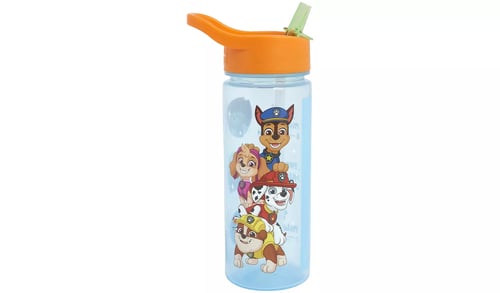 PAW patrol clear branded kids water bottle with orange lid
