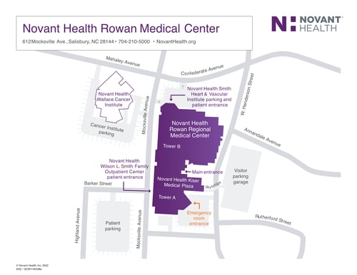 Campus map of Novant Health Rowan Medical Center