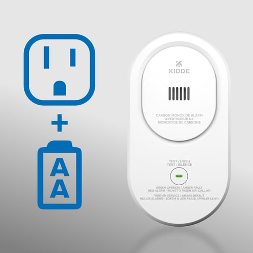 A diagram showing this product is both plugin and battery powered.