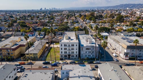 Aerial View of the Building at Normandie Summit Apartments in Los Angeles, CA 90004