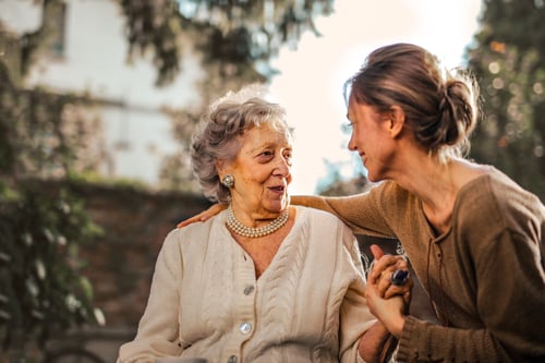 mother and daughter talking