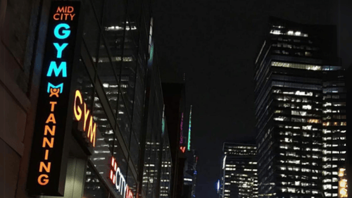 Front of Mid City Gym and Tanning the best gym for personal training.