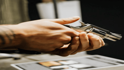 person holding a handgun