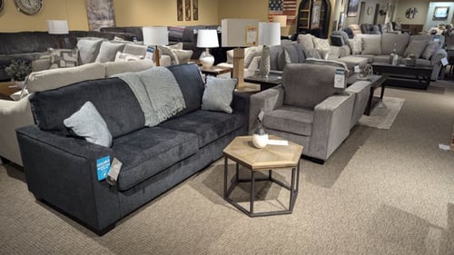 Amery Slumberland Furniture blue sofa