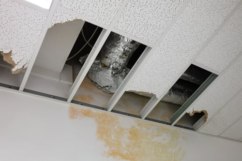 Commercial water damage drying equipment operating in a Charlotte building