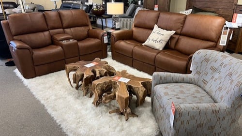 Pierre Slumberland Furniture leather living room set