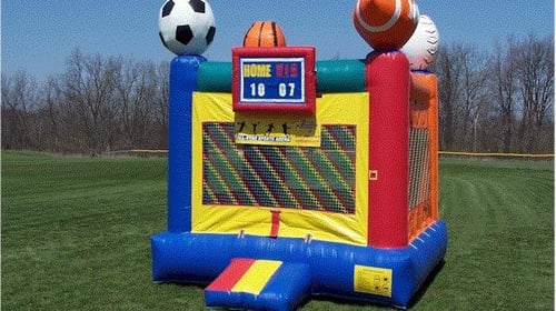sports themed bounce house