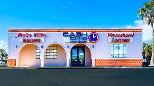 Cash Time Tucson North Swan Road storefront near Grant Road offering title loan buyouts, registration loans, and personal loans with same day cash and fifteen minute approvals