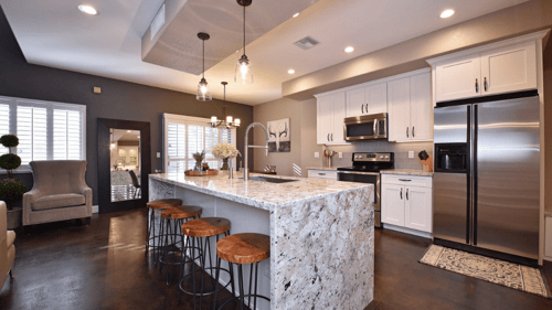 kitchen with marble countertops