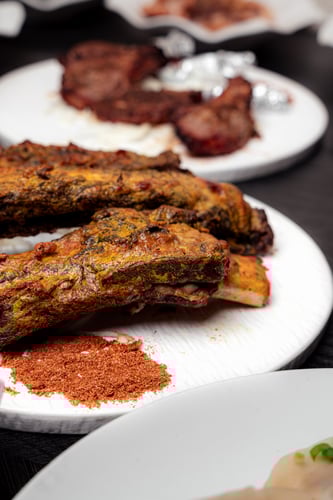 Slow roasted beef rib and other Halal dishes at Kusan Bazaar Milpitas California