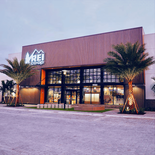 The front of the REI store in Boca Raton, Florida