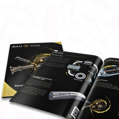 Custom booklet with full-color printing, showcasing glossy pages and a professional design printed by REDBiRD PRINTING.