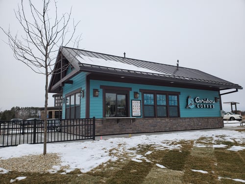 Storefront of the Caribou Coffee at 12495 5th Ave N in Zimmerman