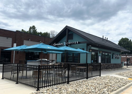 Storefront of the Caribou Coffee at 2515 North Main Street in High Point