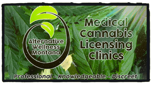 company logo on top of a picture of a marijuana leaf