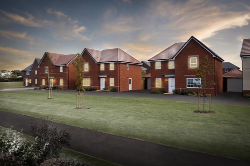Winter street scene of our 4 bed Alderney home and 4 bed Radleigh home