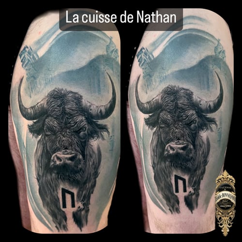 Tatouage réaliste animalier tigre noir et blanc par Eddie tatoueur chez URBAN DESIGN à Montélimar
