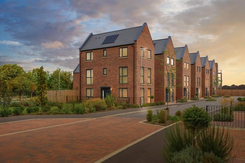 BDW Cambs Darwin Green dusk street scene