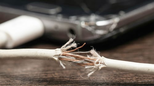 frayed electrical cord