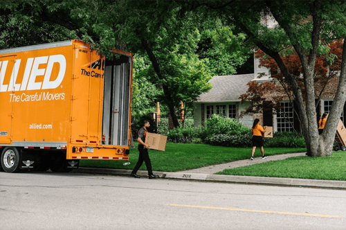 Bonded Transportation mover unloading moving truck