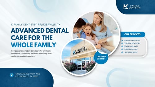 K Family Dentistry in Pflugerville, TX 78660 Emergency, Invisalign, Family, Cosmetic - Dental Implants, Crowns, Bridges, Restorations, Veneers, Fillings, Root Canal Therapy, ClearCorrect, Dentures, Teeth Whitening, Inlays and Onlays, Sedation Dentistry, Emergency Dentist, Kid Friendly Dentist, Dental Checkup, Cleaning & Examinations