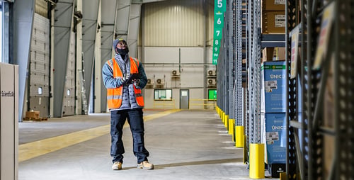 Warehouseman picking an order inside sunbelt sales warehouse