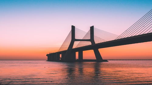Bridge with sunset background