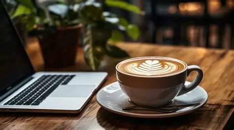 coffee and laptop background