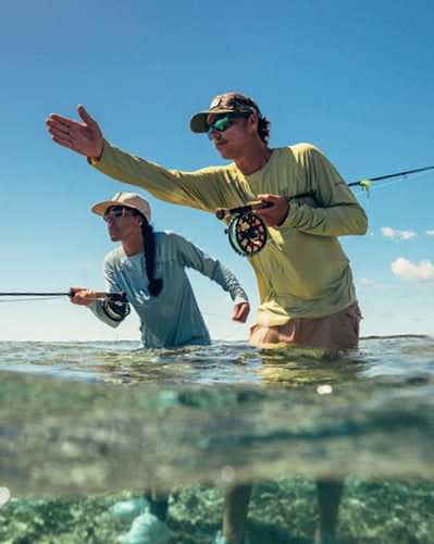 Two people fishing.