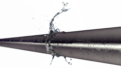 metal pipe that is leaking water