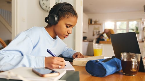 Connections Academy high school student doing school work independently.