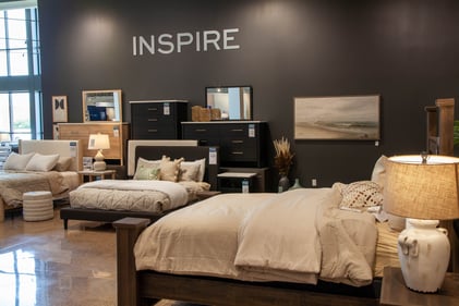 Bloomington Slumberland Furniture beds, nightstands, and dresser groups