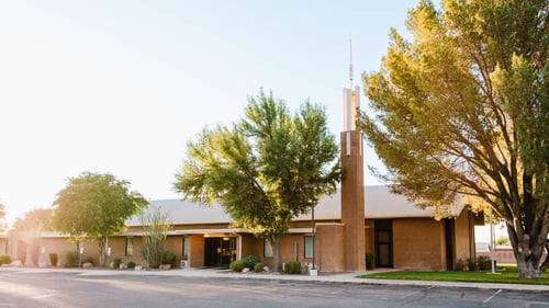 View from the South parking lot off Lon Adams Road.