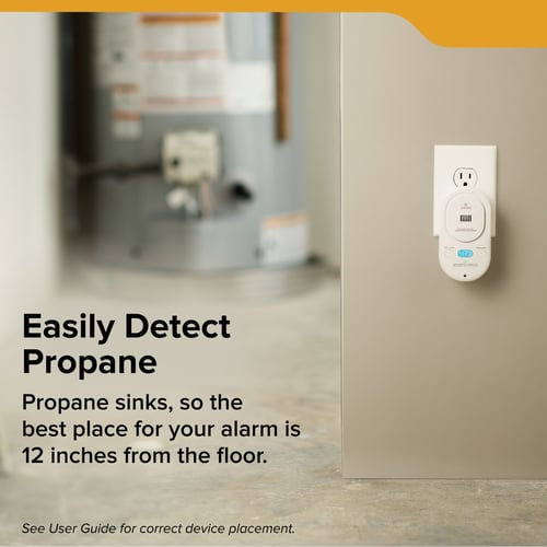 Easily detect propane. Propane sinks, so the best place for your alarm is 12 inches from the floor.