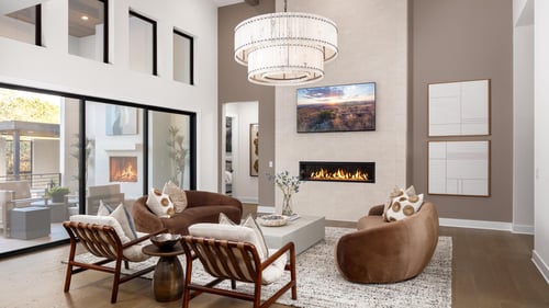 Light-filled great rooms with modern fireplaces and seamless indoor-outdoor connectivity