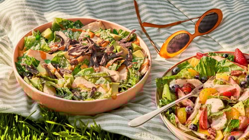 Panera's Southwest Caesar Salad and Strawberry Poppyseed Salad