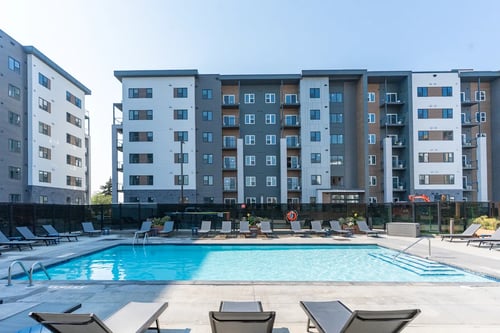 Swimming pool at Cadence at Griesbach in Edmonton, AB