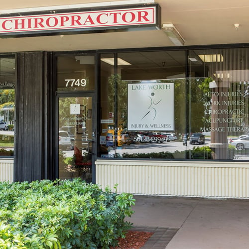 Entrance Door to Lake Worth Injury and Wellness in Greenacres, FL.