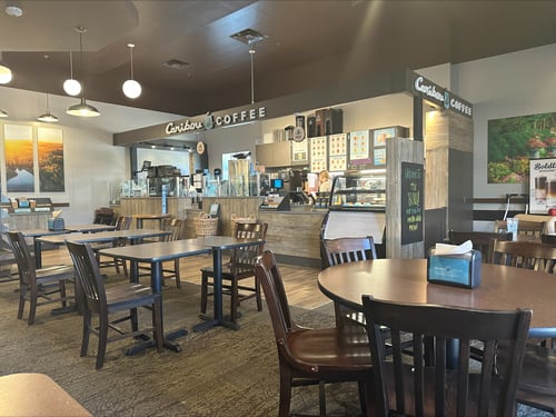 Storefront of the Caribou Coffee at 900 Cooper Ave South in St. Cloud