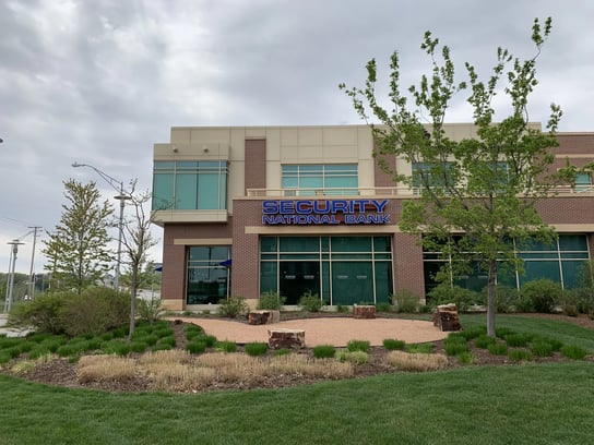 Exterior of Security National Bank - Aksarben Village branch in Omaha, NE.