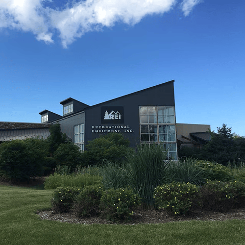 The front of the REI store in Brookfield, Wisconsin