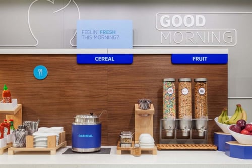 Hot & cold cereal every day plus fresh whole fruit for breakfast.