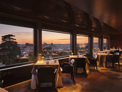 Interior of La Terrazza at sunset