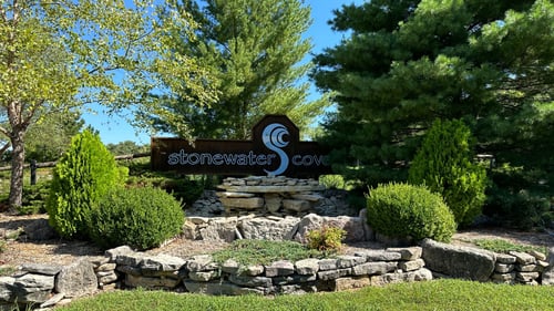 Signage at the entrance of Stonewater Cove