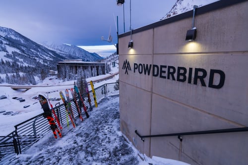 Outside the Powderbird heliport.