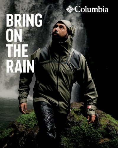 Person in Columbia rain gear.