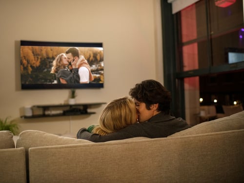 Couple streaming entertainment powered by Quantum Fiber Internet