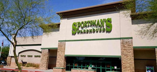 The front entrance of Sportsman's Warehouse in Mesa