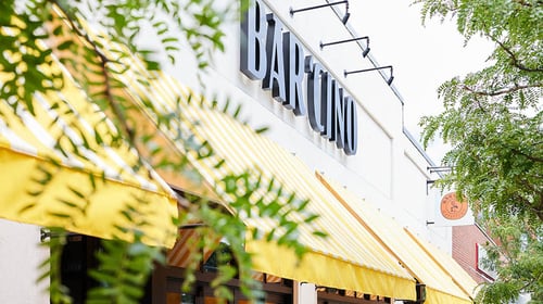 Outside awning at Bar 'Cino