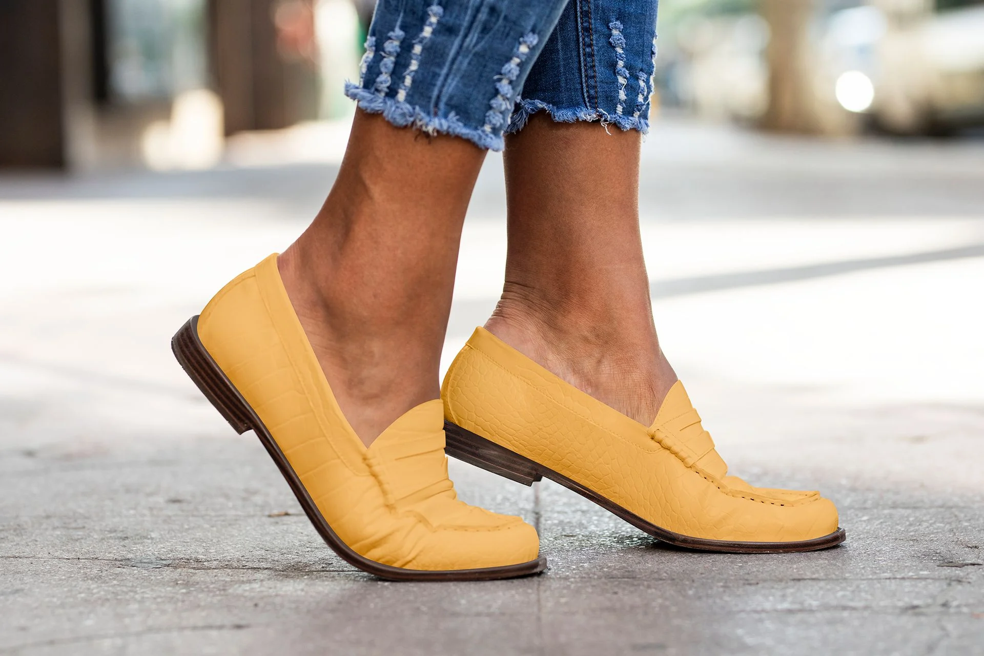 teacher wearing comfortable yellow shoes